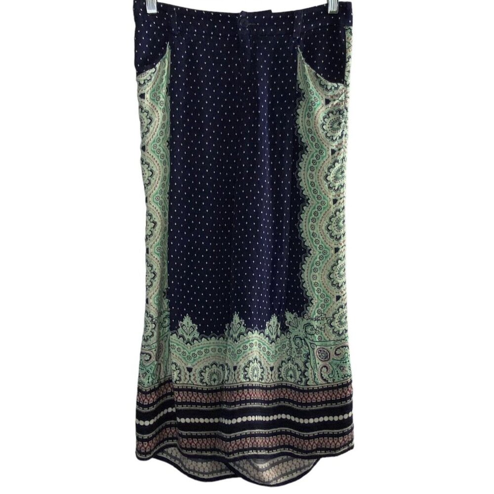 Anthropologie ELEVENSES Women Wide Leg Crop Pants Polka Dots Sz 0 Paisley 77-47 - Picture 4 of 12